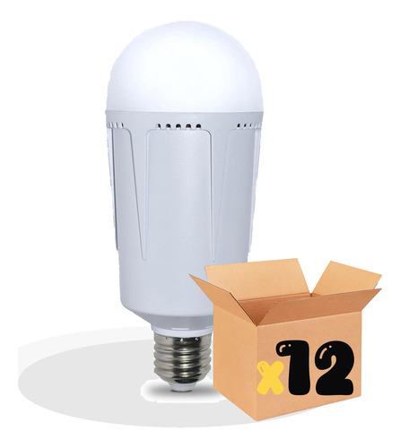 Pack De 12 Focos Led Portátil 12 Watts Luz Blanca Fría 6500k Recargable 960lm Base E27
