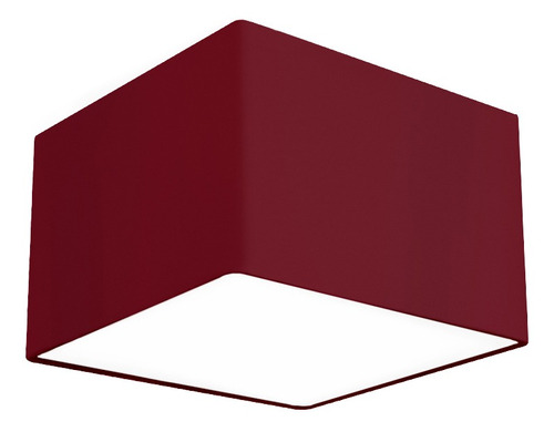 Lustre Cupula Dome Quadrado 30x20cm Vermelho