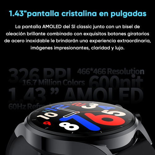 Black Shark S1 Classic 1.43'' Amoled Ip68 Negro Smartwatch
