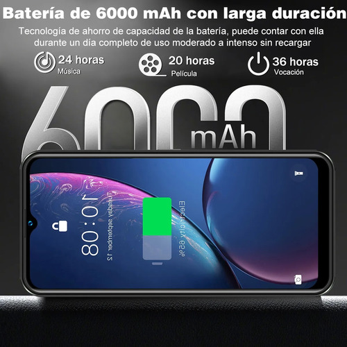 Teléfono 4gb Ram 64gb Dual Sim Soporte Expansión 256 Gb 6.517 Pulgadas Celular Con Reconocimiento Facial 6000mah Negro