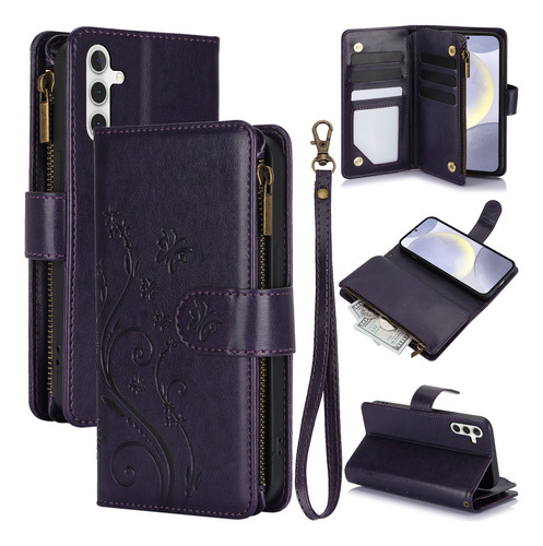 Funda De Piel Con Tapa Tipo Cartera Para Samsung Galaxy A56 A36 A26 A16 A06