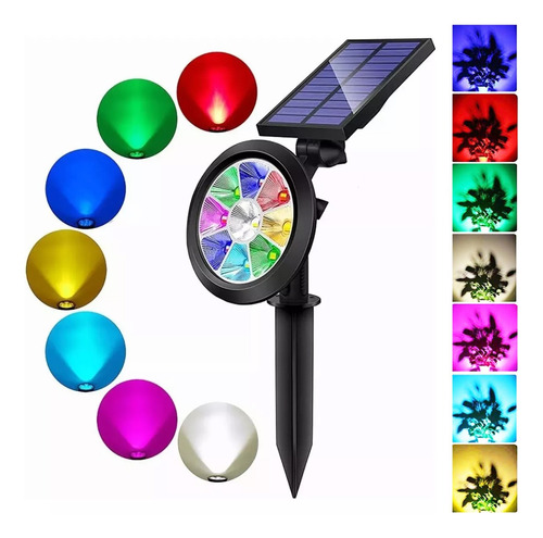 Lámpara Solar De Jardin Luces Exterior Con Sensor Rgb Color