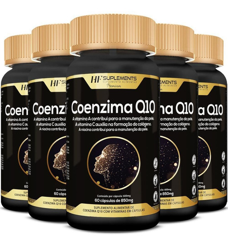 Kit 5x Coenzima Q10 Vitamin Complex 850 Mg 60 Caps