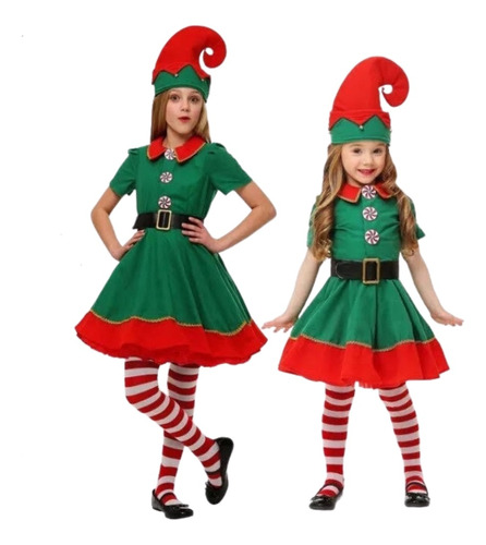 Disfraz De Elfo Navideño Para Niñas Con Accesorios