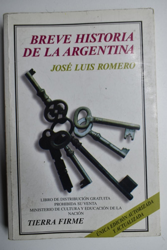 Breve Historia De La Argentina Jose Luis Romero         C152