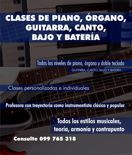 Clases De Órgano, Piano, Guitarra, Canto, Bajo, Solfeo