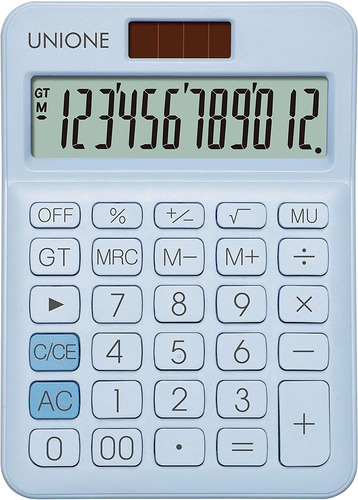 Unione Calculadora Azul Con Un Lcd Brillante De Escritorio  