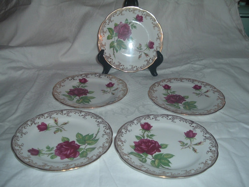 Platos De Porcelna Inglesa Con Rosas ( Cinco )