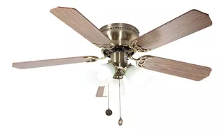 Ventilador de techo Artfan Flint dorado con 5 aspas color nogal y madera de mdf, 42" de diámetro 120 V