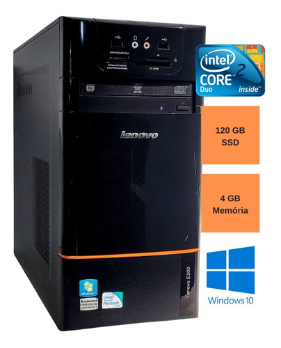 Cpu Lenovo E200 Core2duo E7500 4gb 120gb Ssd - Win 10 Promo (Recondicionado)