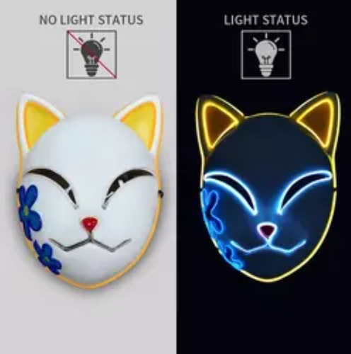 Mascara Led Gato Rave Halloween Kawai Cat Colores Catlovers