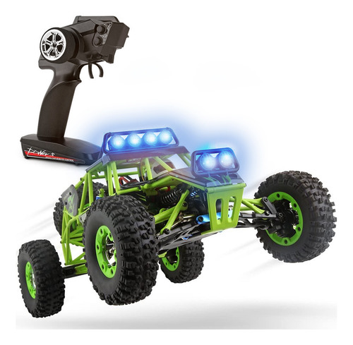 Carro De Control Remoto RC 4x4 50 km/h Wltech Wltoys 12428 Batería Extra Color Verde Neón