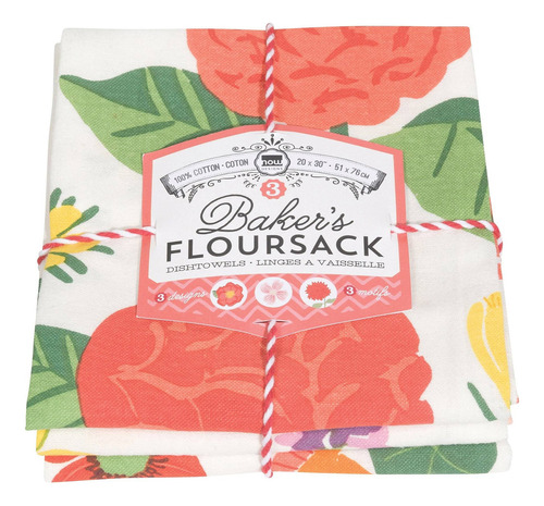 Toallas Para Platos Now Designs Floursack - 3 De Cocina Bbl1