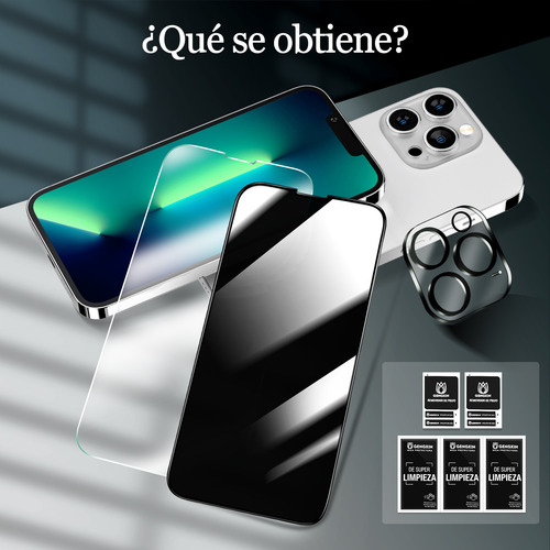 3 Pz Mica Premium De Cristal Templado Para iPhone 13 Pro Max