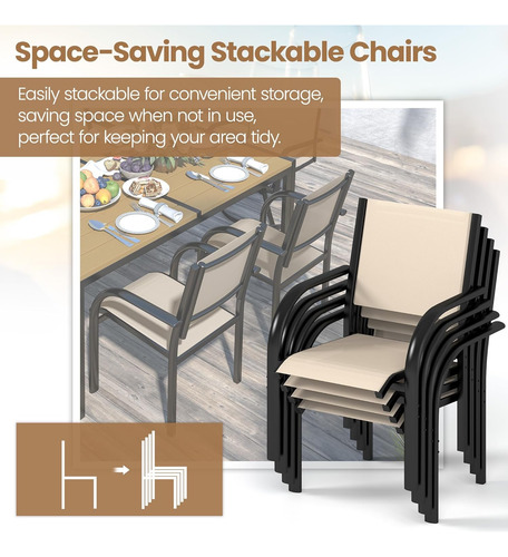 Excelente Juego De Comedor Para Patio Beige 7 Pcs..