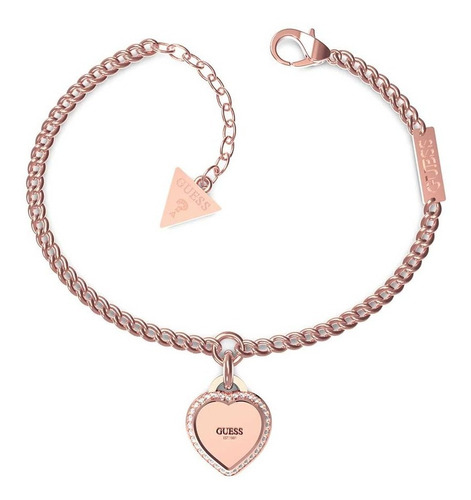 Pulsera Para Mujer Guess Fine Heart Color Oro Rosado Diámetro 10 cm Largo 15 cm