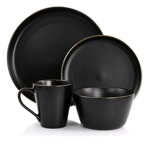 Vajilla negra best sale con dorado