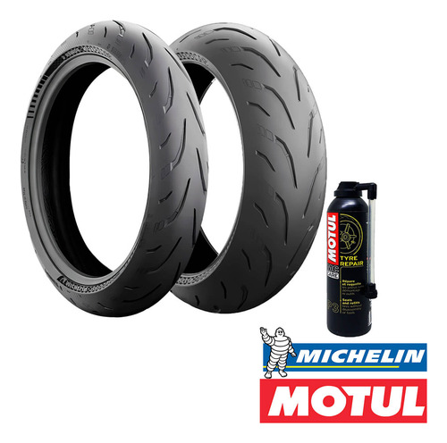 Kit Pneu 120/70-17 + 180/55-17 + Reparo Pneu 300ml Michelin
