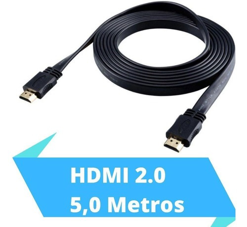 Cabo Hdmi 2.0 4k Achatado 3d Full Hd Tv Game Pc 5,0 Metros