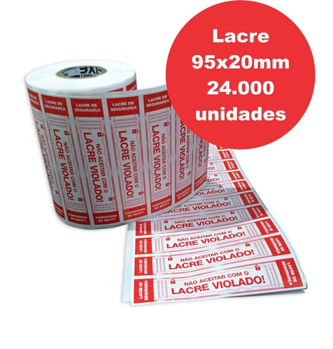 Imagem 3 de 7 de Lacre Adesivo Pizza Marmitex Alimentos 24.000un 95x20mm Verm