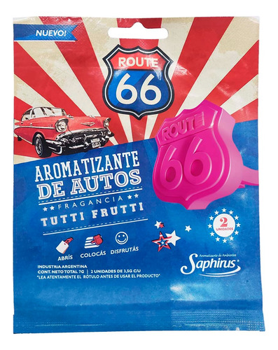 Perfume Route 66 Fragancia Aromatizante Para Auto Pack X2 Rosa Tutti Fruti