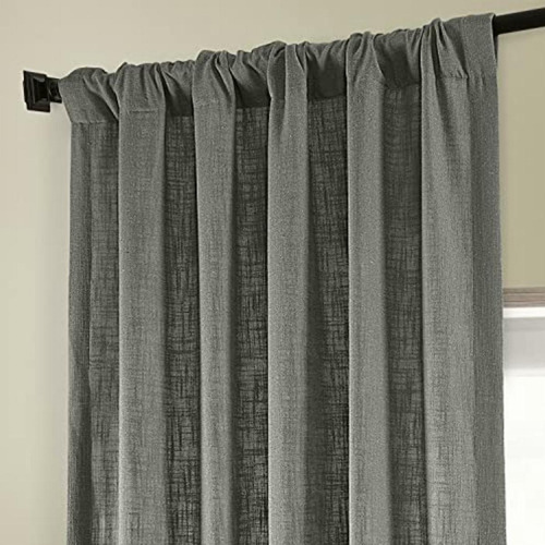 Hpd Heavy Faux Linen Curtain (1 Panel), 50 X 120, Grey Color Gris