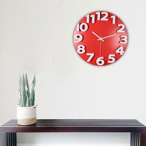 Relógio De Parede Decoração Para Casa Vermelho