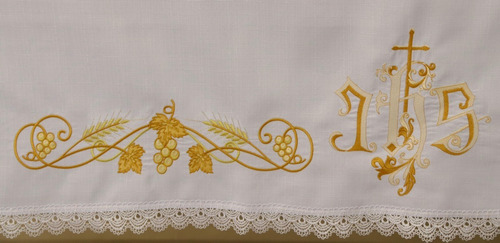 Toalha De Altar Para Igreja Católica 3,00m X 1,50m Jhs Branc