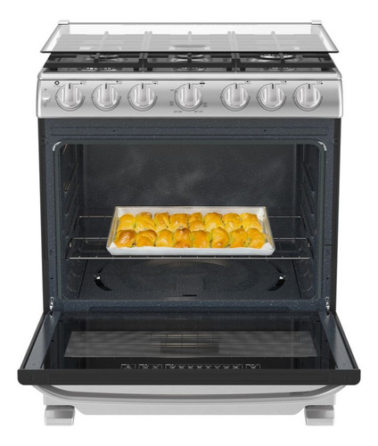 Estufa De Piso 76 Cm Acero Inoxidable Mabe - Em7660cfix3