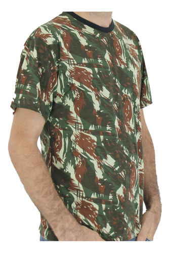 Camiseta Camuflada Manga Curta Uniforme Exército