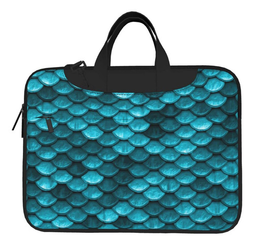 Bolsa Para Portatil 13 14 15,6 Diseño Escama Sirena Azul