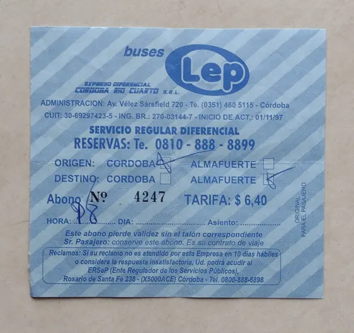 3 Antiguos Boletos De Micros Bus De La Provincia De Córdoba (Usado)