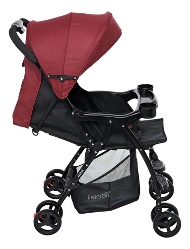 Coche De Paseo Bebe Felcraft Atilia Color Rojo Chasis Negro