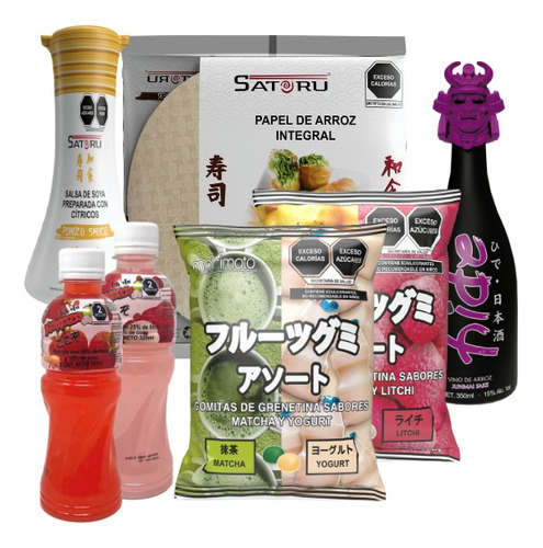 Kit En Pareja Rollo Vegetal Vietnamita+sake Hide+mogu+dulces