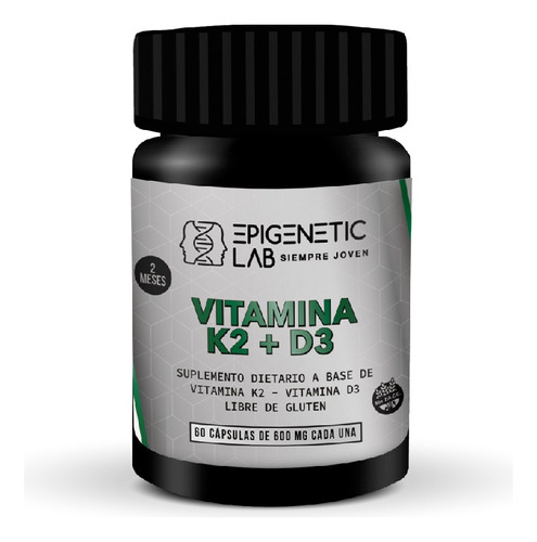 Vitamina K2+d3 X 60 Caps De 600 Mg Sin Tacc Epigeneticlab