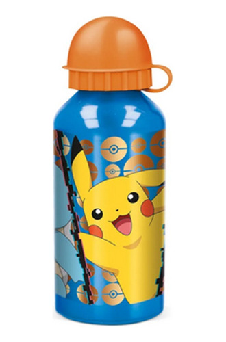  Botella Aluminio Pokemon 1127 400ml Celeste/naranja Jardin