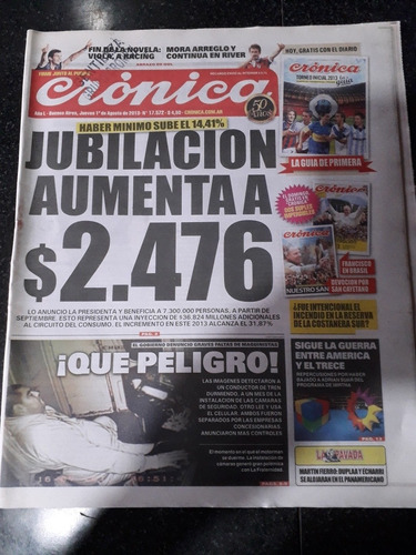 Diario Crónica 01 8 2013 Jubilaciones Ferrocarriles Boca 