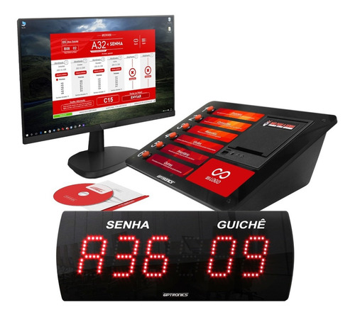 Kit Completo: Painel Senha E Guichê + Impressora + Software
