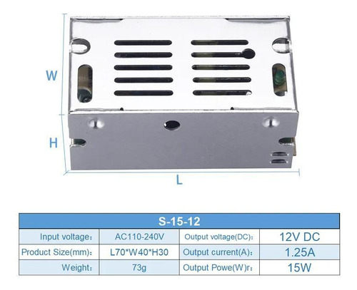 Fonte Chaveada 12v 1.25a 15w S-15-12 Bivolt