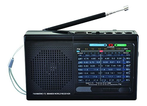 Radio Supersonica De 9 Bandas Con Bluetoothusbmicrosdin Neg