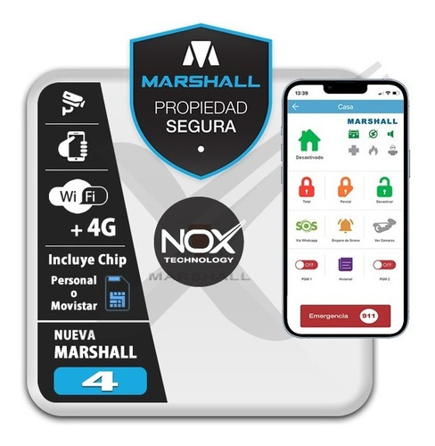 Central De Alarma Para Casa Inalambrica Marshall 4g/3g Wifi