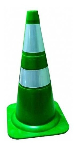 Cone De Borracha Sinalização Refletivo Verde Escuro 75cm 