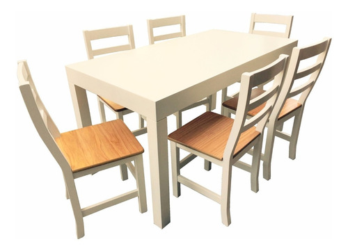 Juego De Comedor Mesa Asia Living Madera Paraiso Laca Blanco