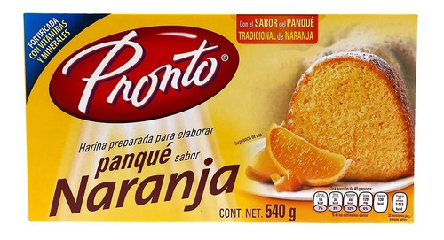 Harina Para Pastel De Naranja Pronto 540 Grs 3 Pack Ipg