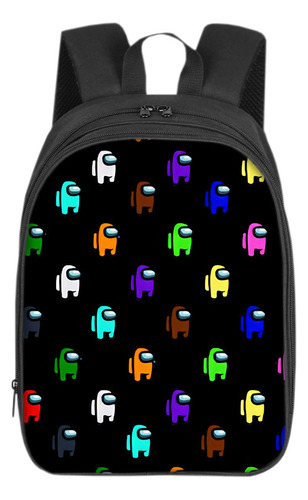 Mochila Escolar Among Us Para Niños De 14 Pulgadas, Diseño D Color 18 Diseño De La Tela 14-inch Backpack-double Layer