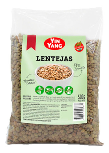 Lentejas 500g Yin Yang Libre De Gluten Sin Tacc - Vbienestar