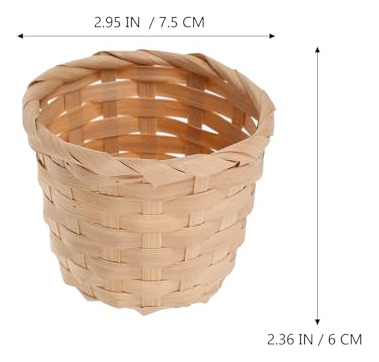 Set De 10 Mini Cestas Tejidas De Madera Artificial