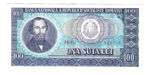 Billete Rumania 100 Lei (1966) Nicolae Balcescu