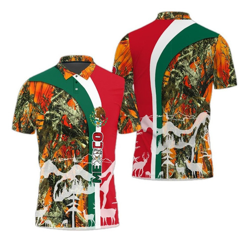 Camisa Polo Con Estampado De Bandera Mexicana Para Hombre