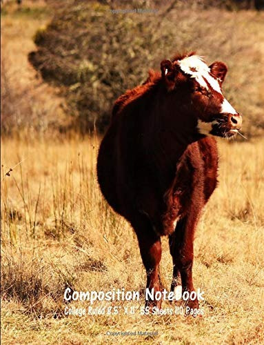 Composition Notebook College Ruled Cow Farm Bull Bovine Catt